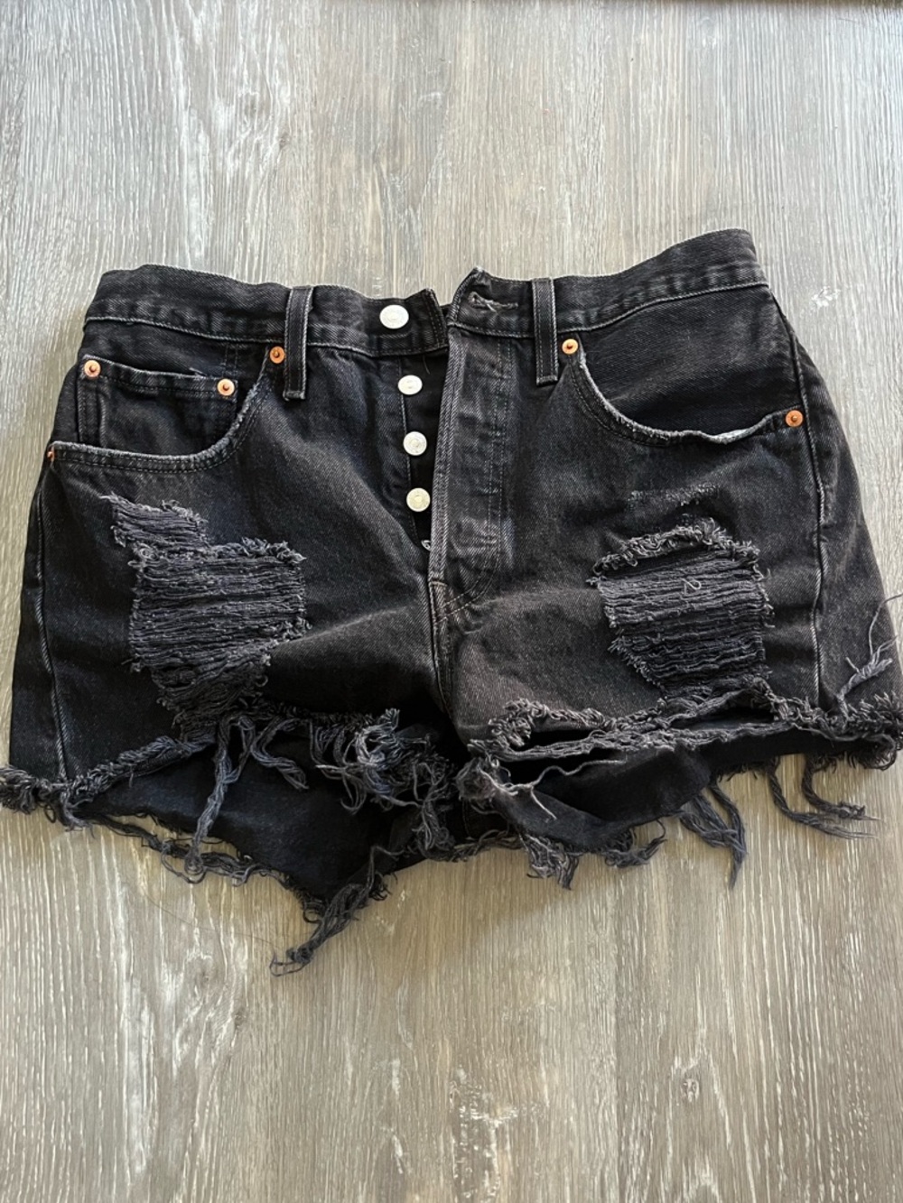 Levi's Black Distressed Cutoff Jean Shorts